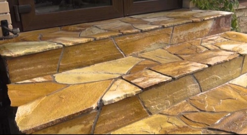 Плитняк златолит жёлтый золотистый для отмостки купить в Калуге